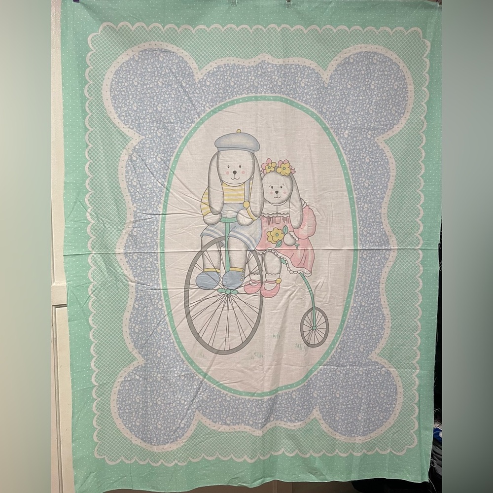 Cute Bunny Blanket with Bicycle Design